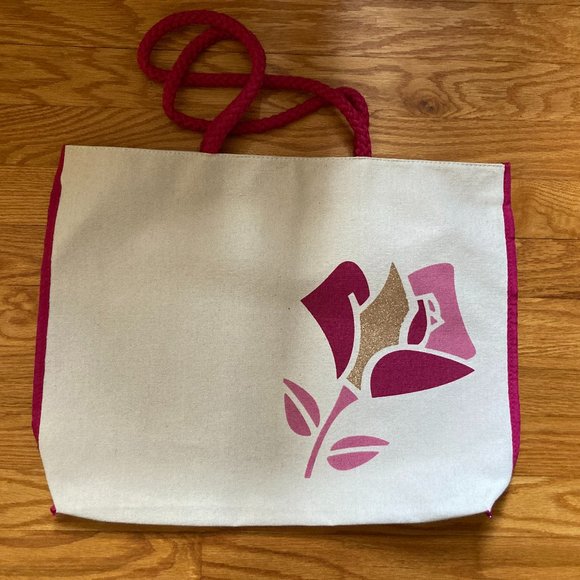 NWOT Lancome Canvas Glitter Tote Bag - Picture 1 of 4